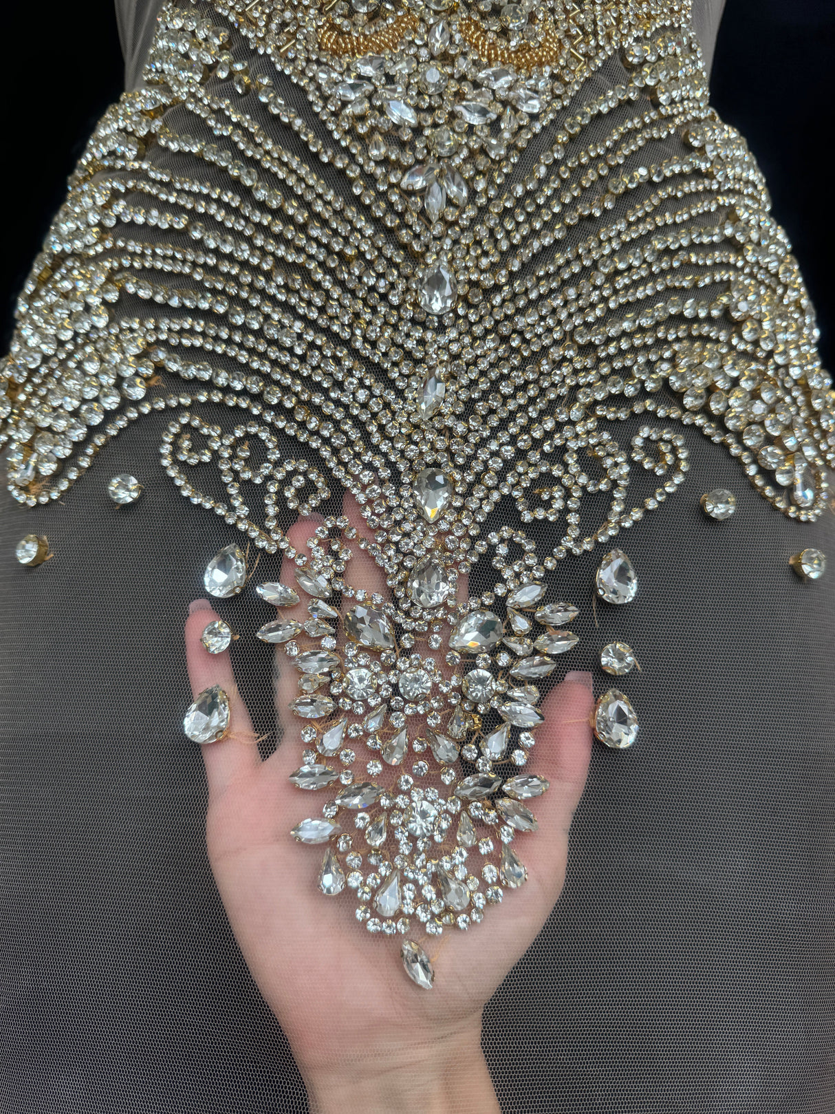 Gold Silver Rhinestone Bodice Applique