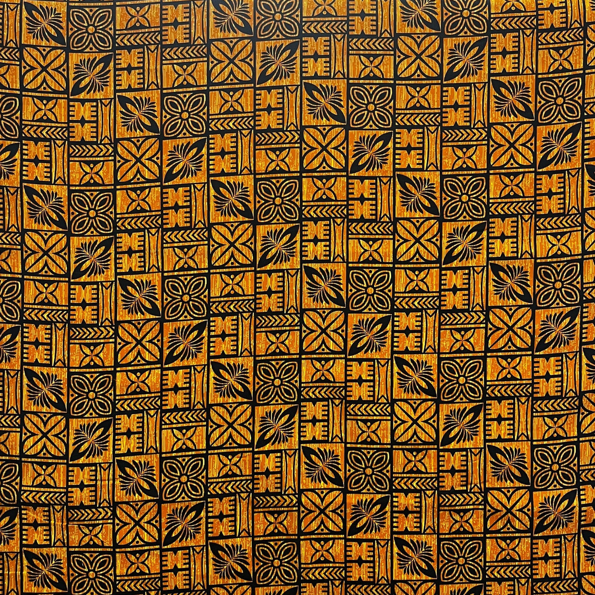 Traditional Polynesian Tapa Pattern Cotton Fabric - Red And Black Tapa Pattern, 36" X 45" (1 Yard)