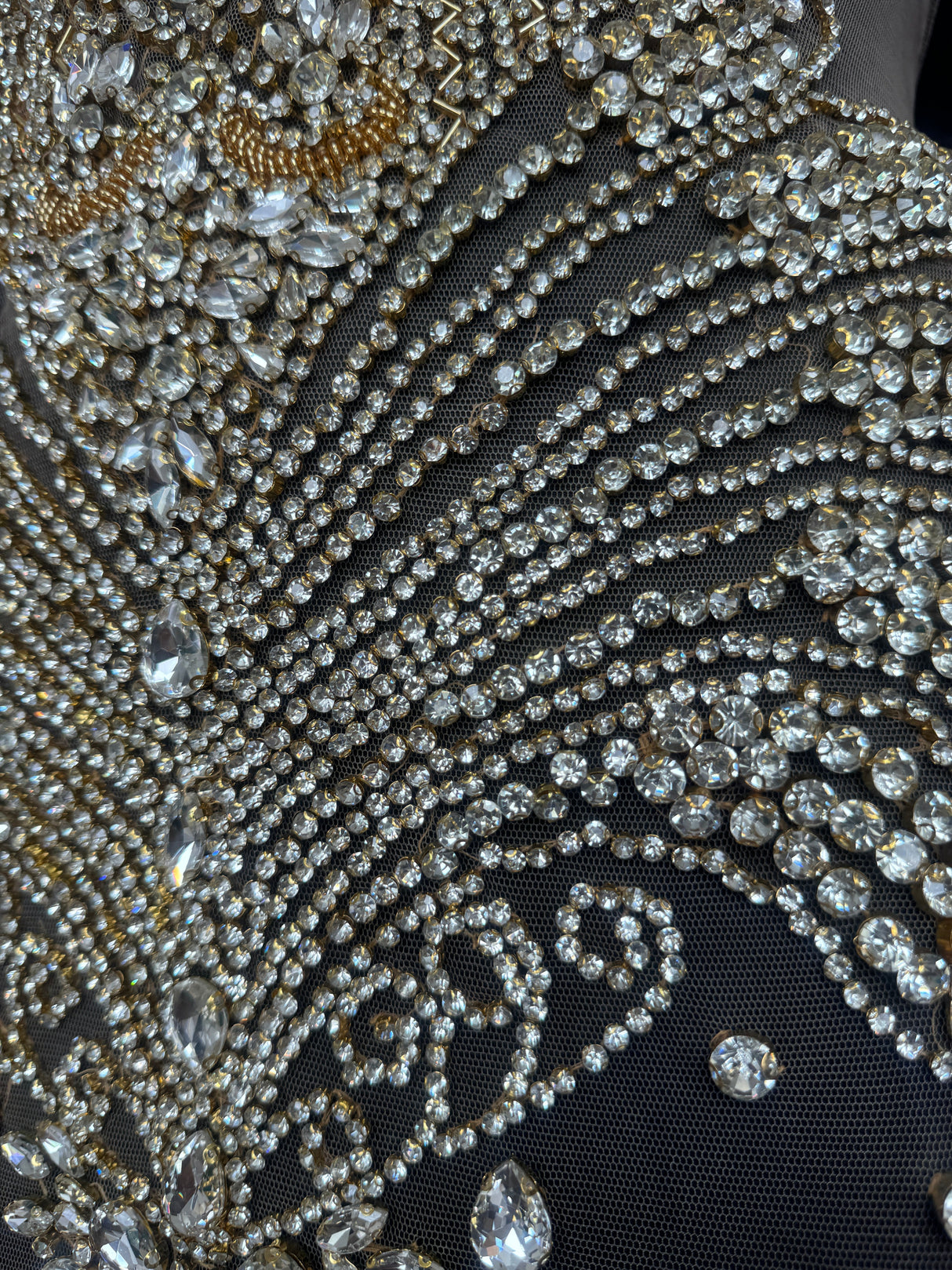 Gold Silver Rhinestone Bodice Applique