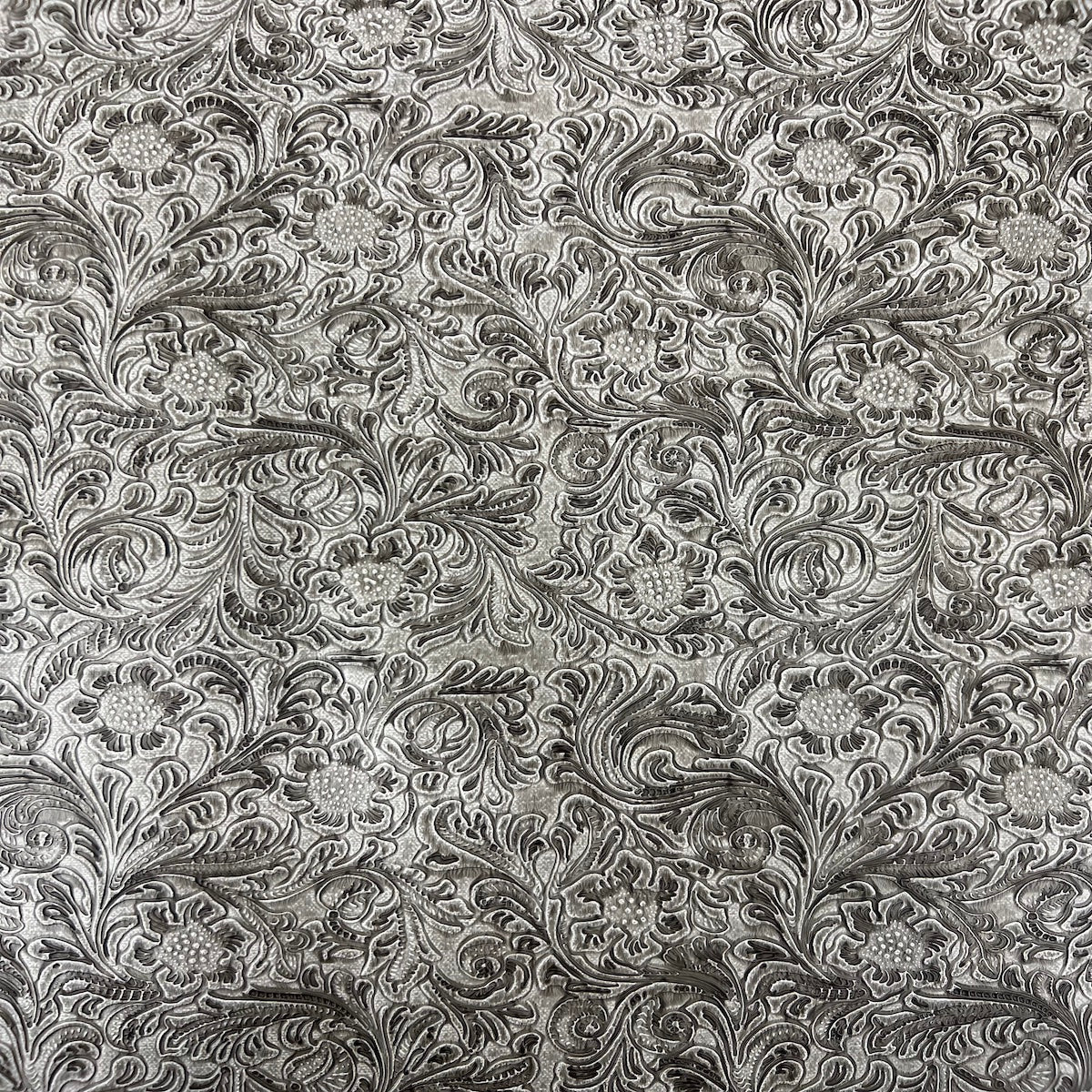 Western Floral PU Faux Leather Vinyl Fabric - Western Floral Pattern, 56" Width (1 Yard)