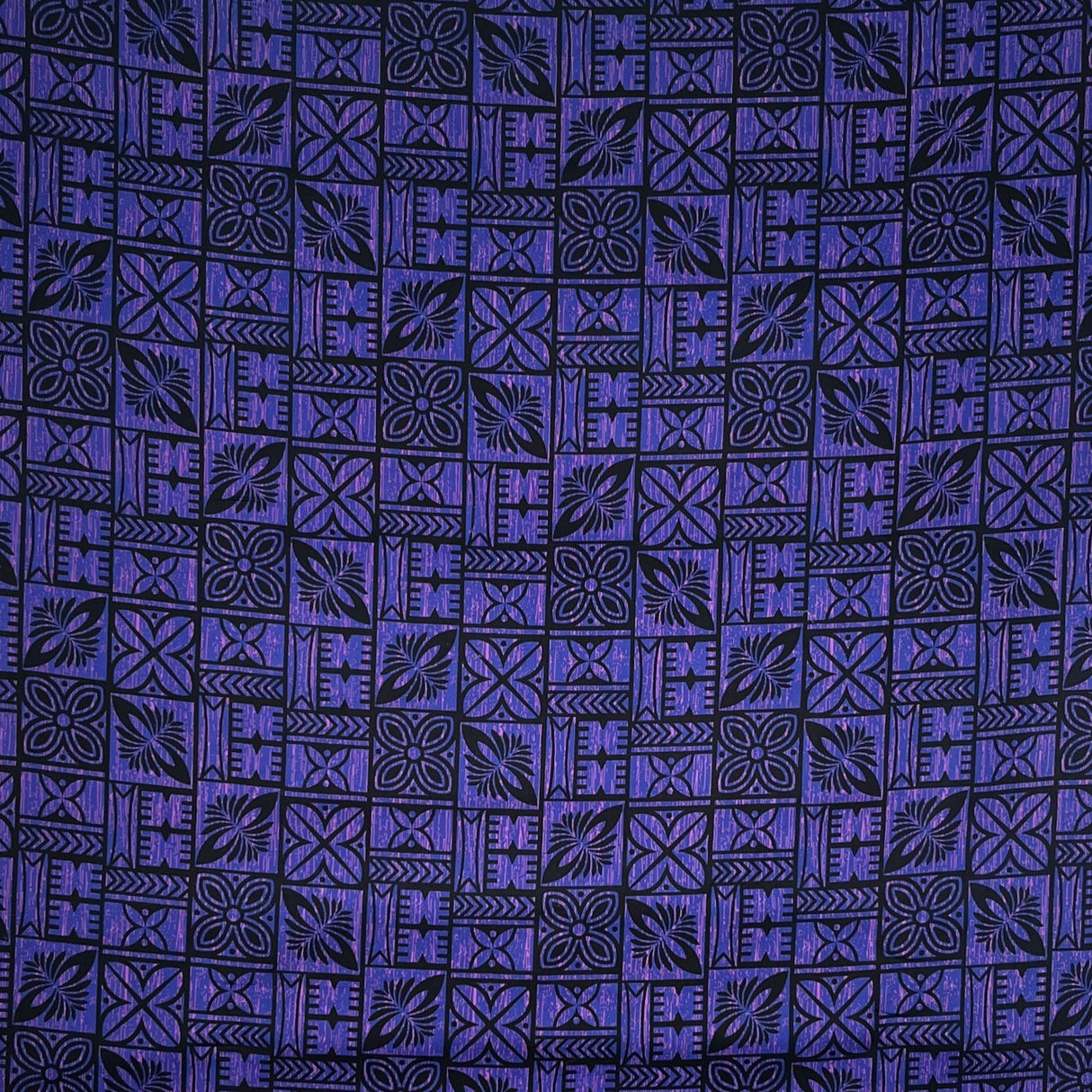 Traditional Polynesian Tapa Pattern Cotton Fabric - Red / Black, Orange / Black, Grey / Black, Purple / Black, 36" X 45" (1 Yard)