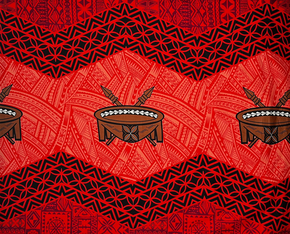 Cotton Fabric Traditional Tonga Tattoo Kava Bowl Center