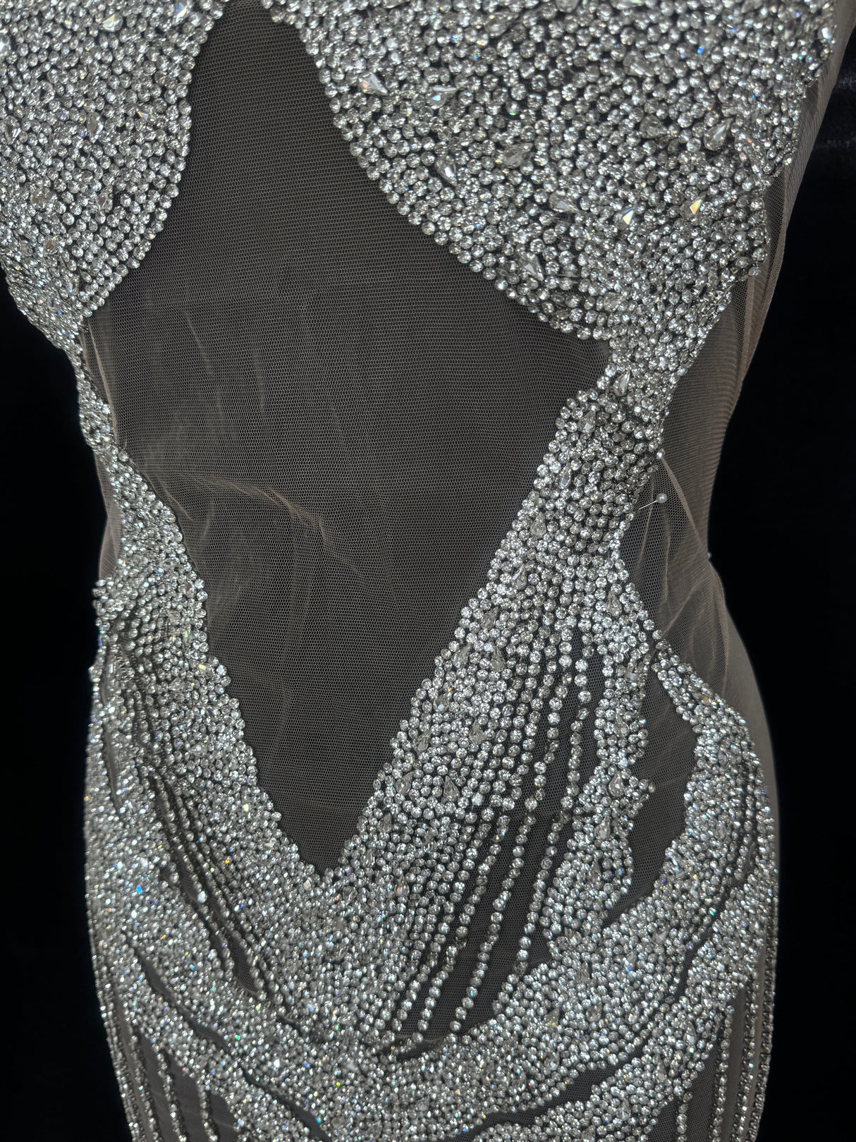 Silver Rhinestone Bodice Applique