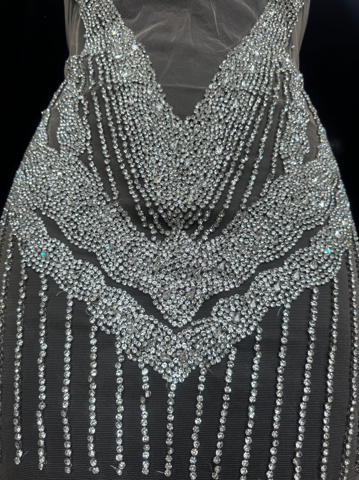 Silver Rhinestone Bodice Applique