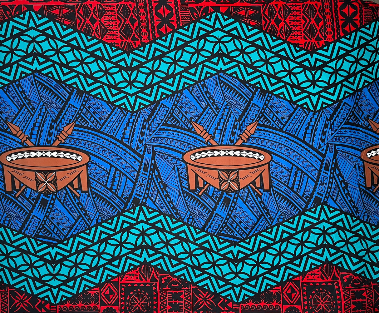Cotton Fabric Traditional Tonga Tattoo Kava Bowl Center