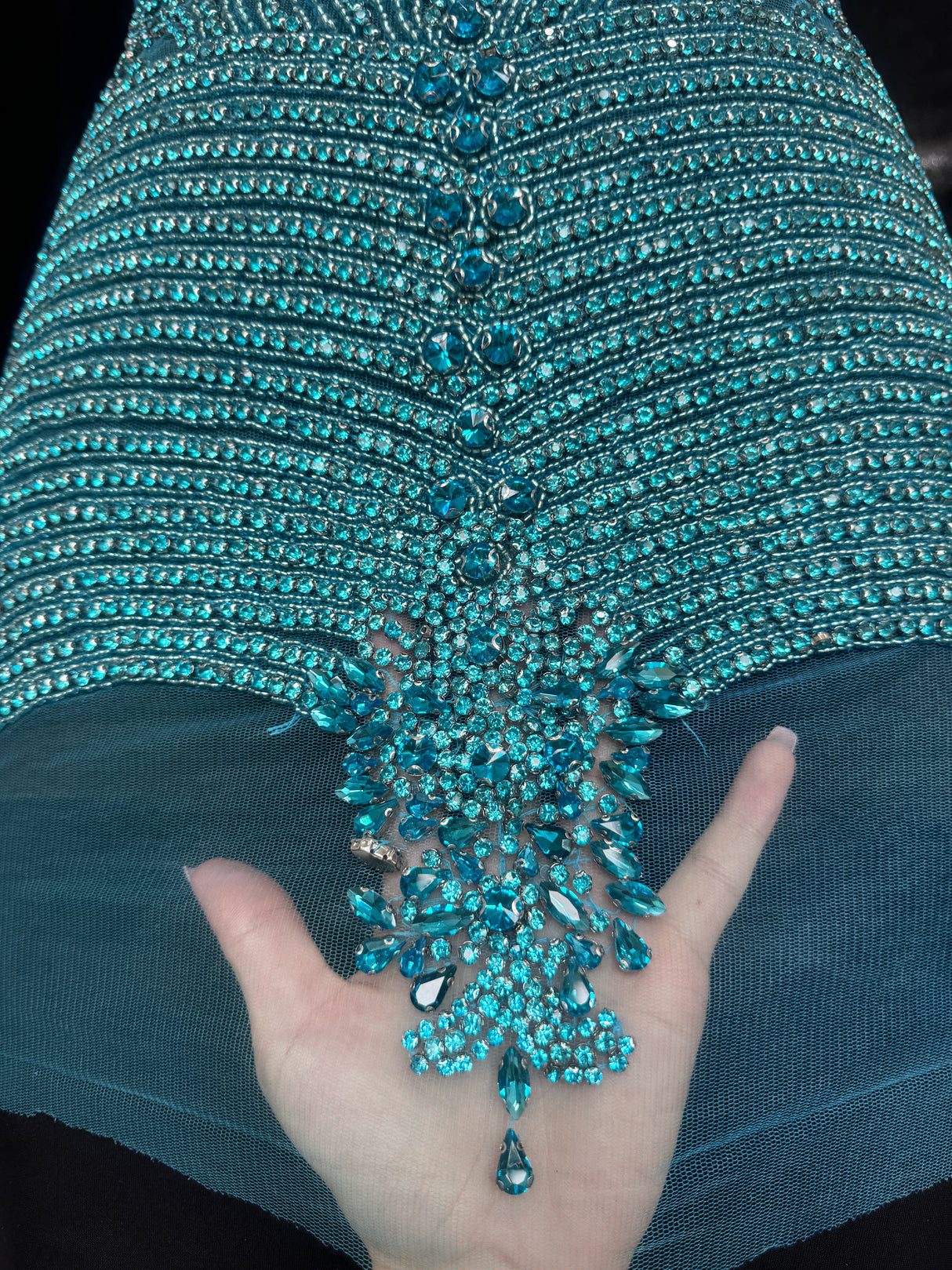 Turquoise Rhinestone Bodice Applique