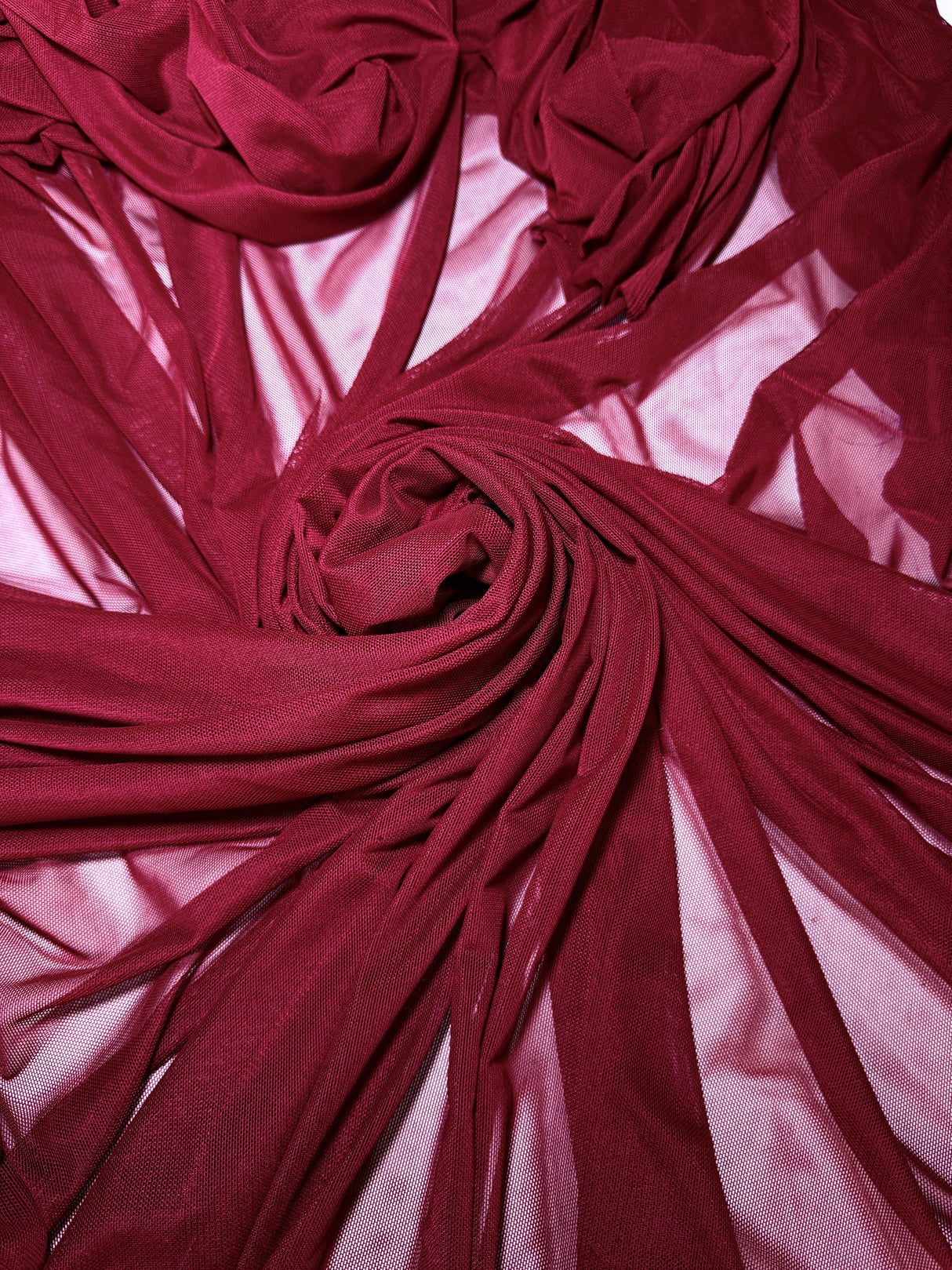 Burgundy 4-Way Stretch Power Mesh