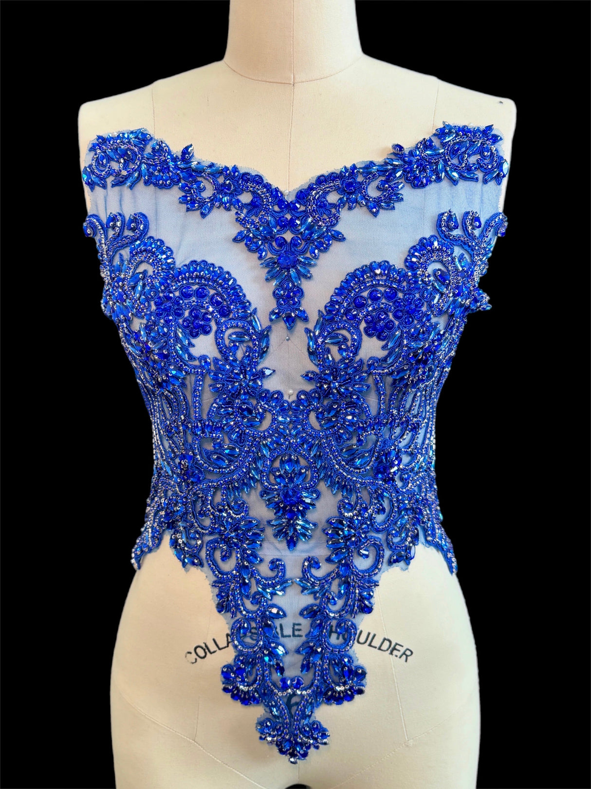 Royal Blue Rhinestone Bodice Applique