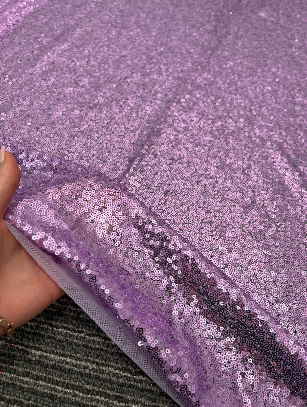 Lilac Stretch Sequin on Mesh