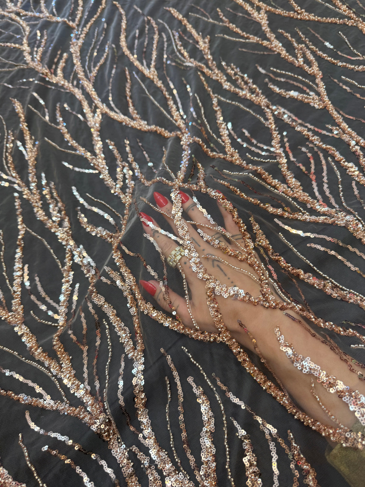 Beaded Sequin Lace on Mesh