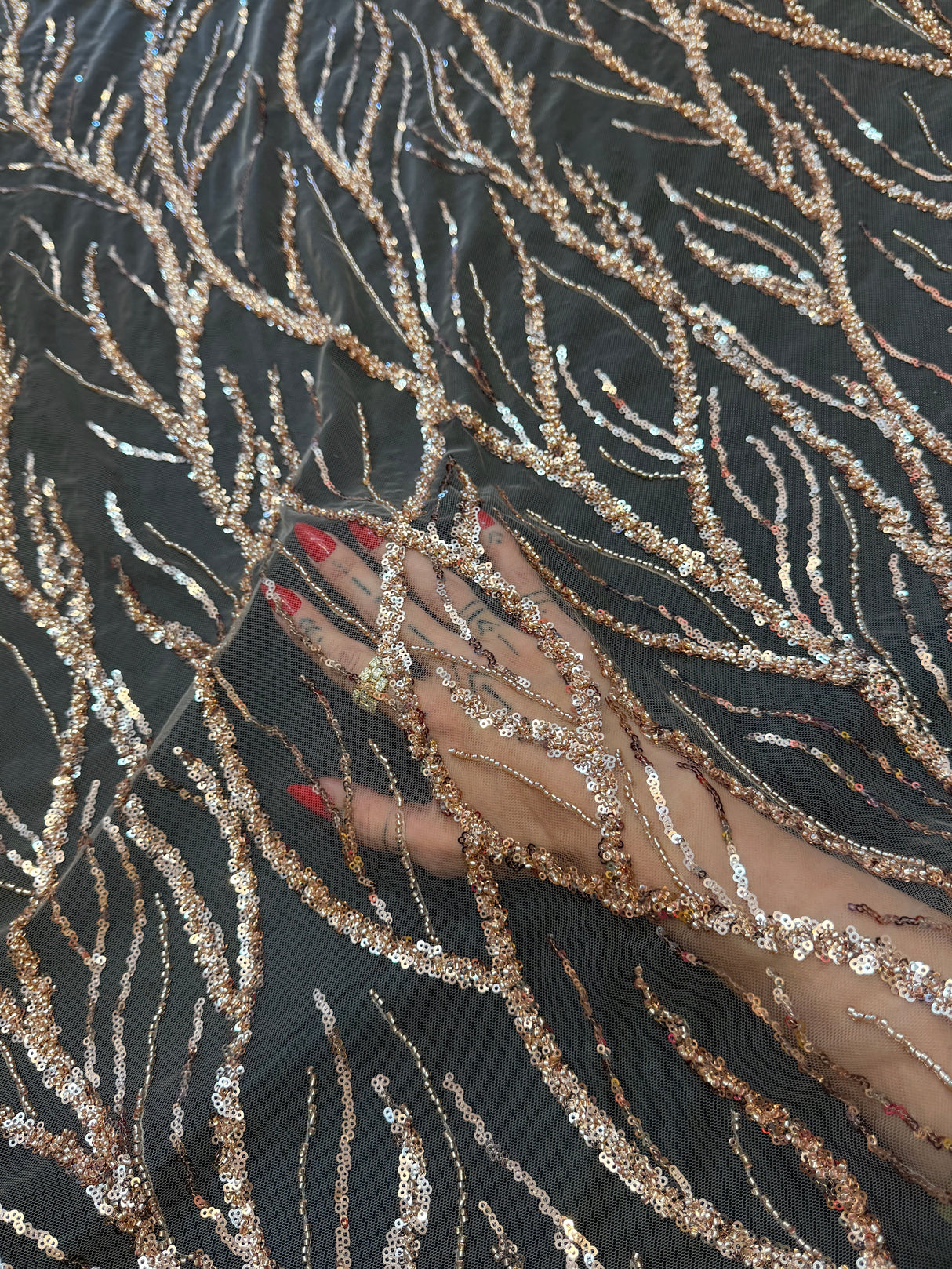 Beaded Sequin Lace on Mesh