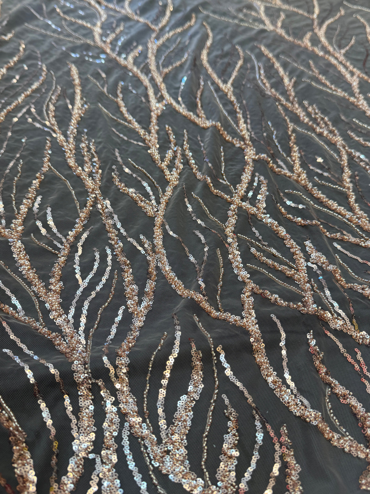 Beaded Sequin Lace on Mesh