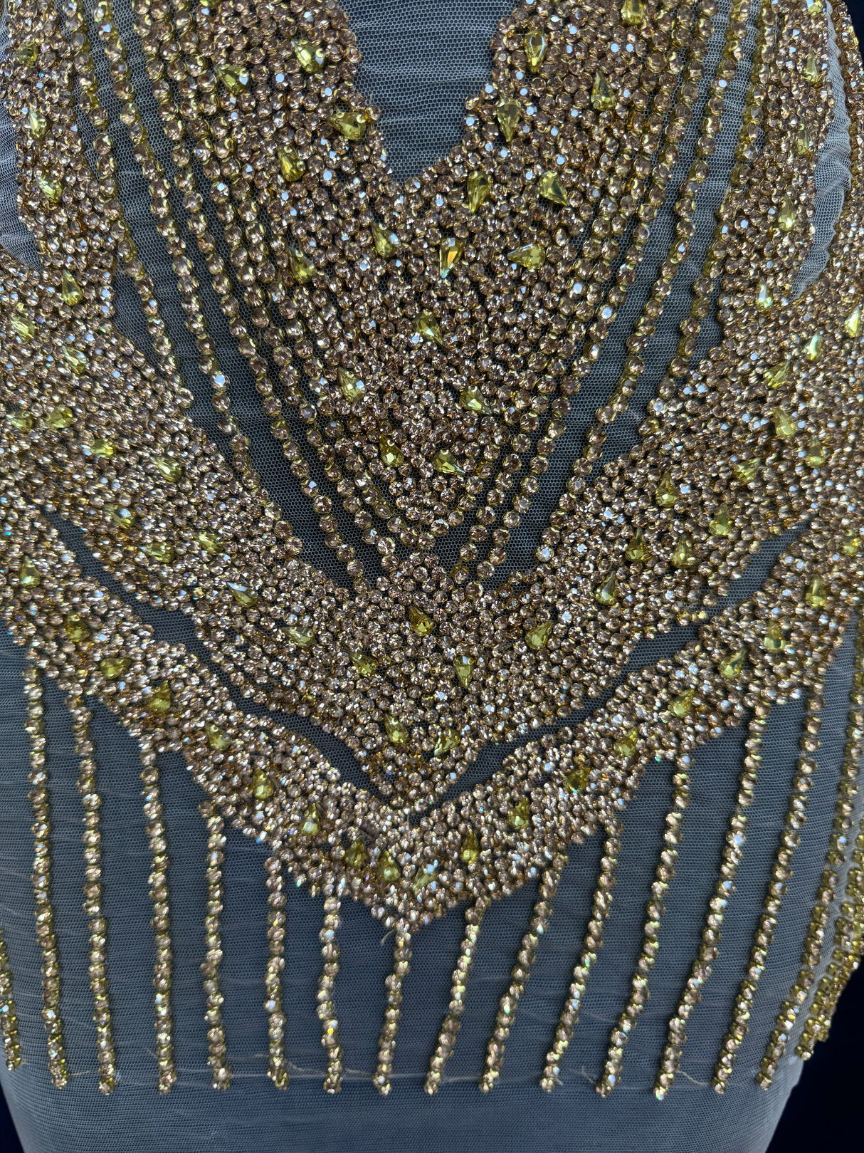 Gold Rhinestone Bodice Applique