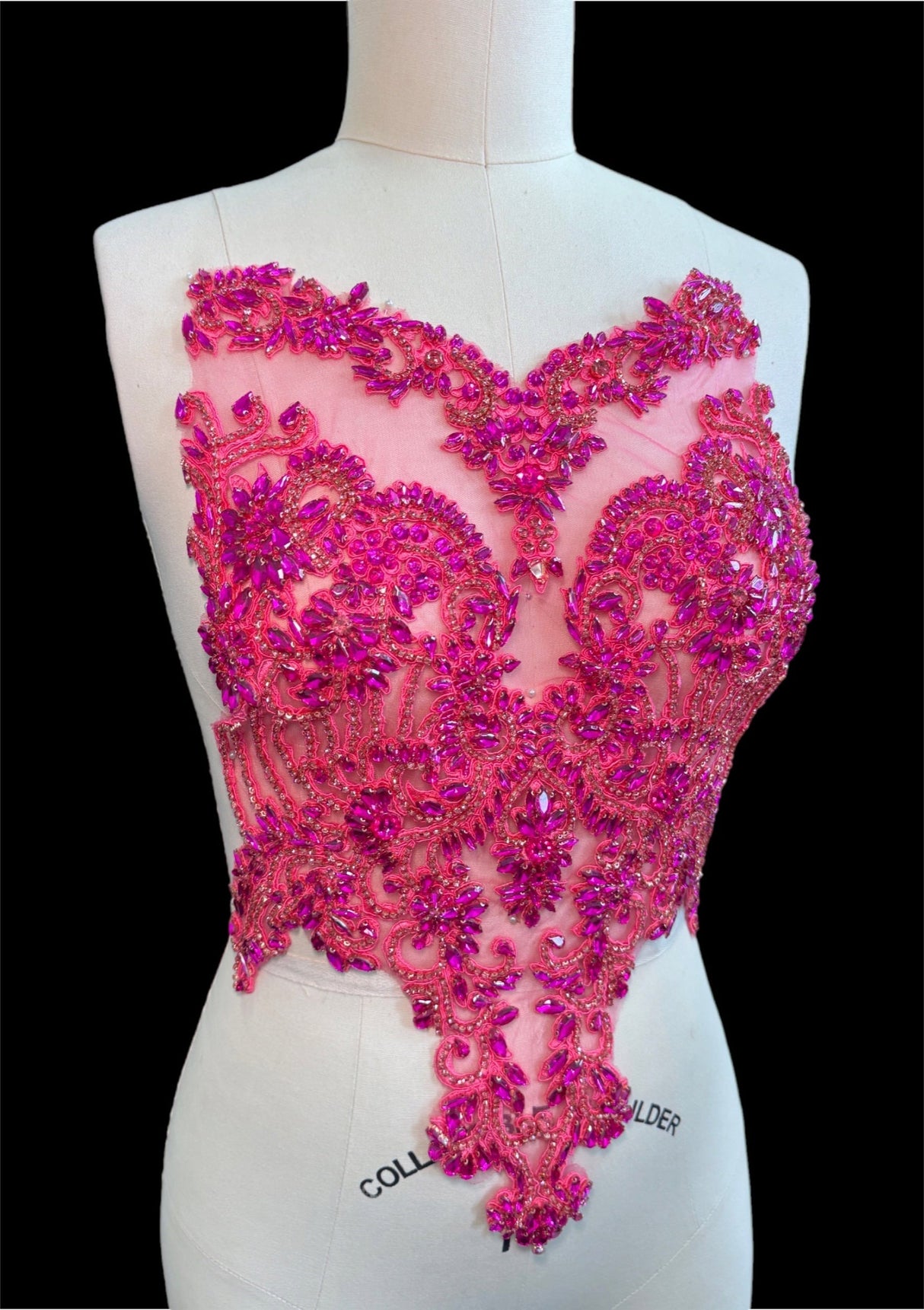 Rhinestone Bodice Applique Fuchsia