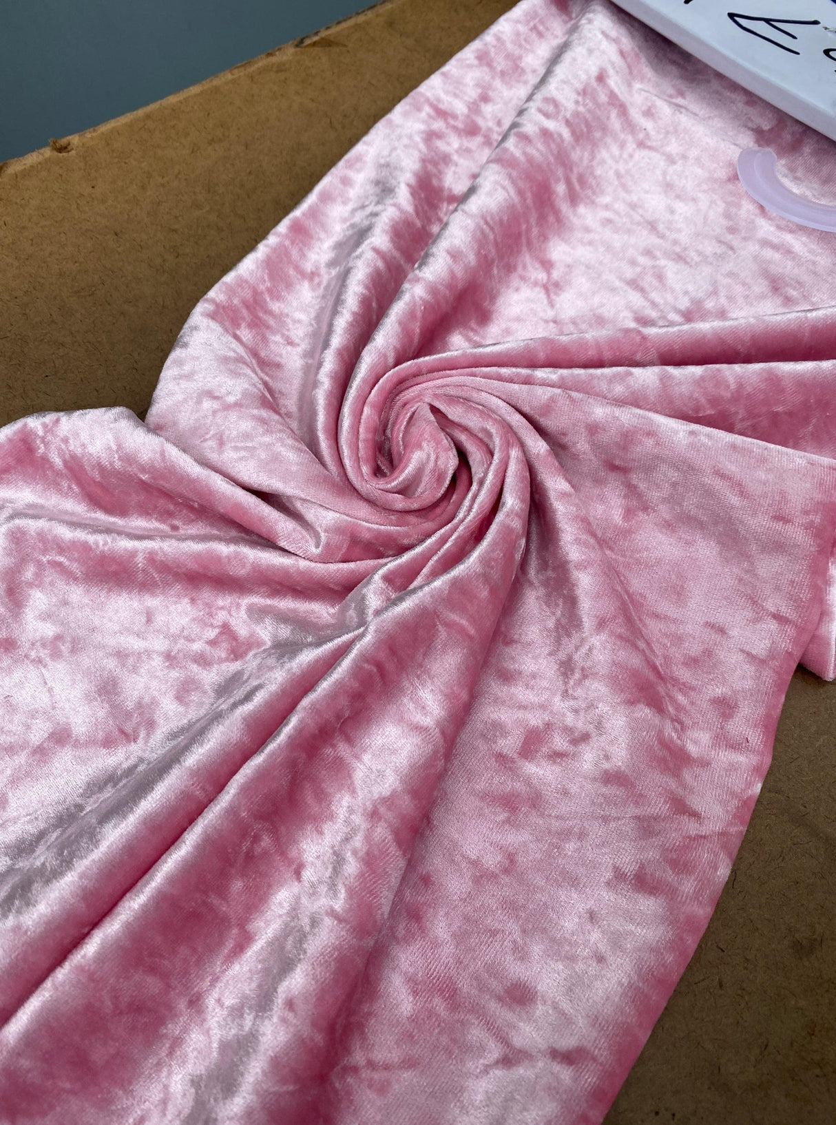 Stretch Crushed Velvet Baby Pink