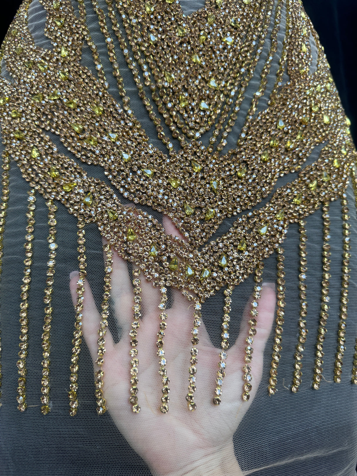 Gold Rhinestone Bodice Applique