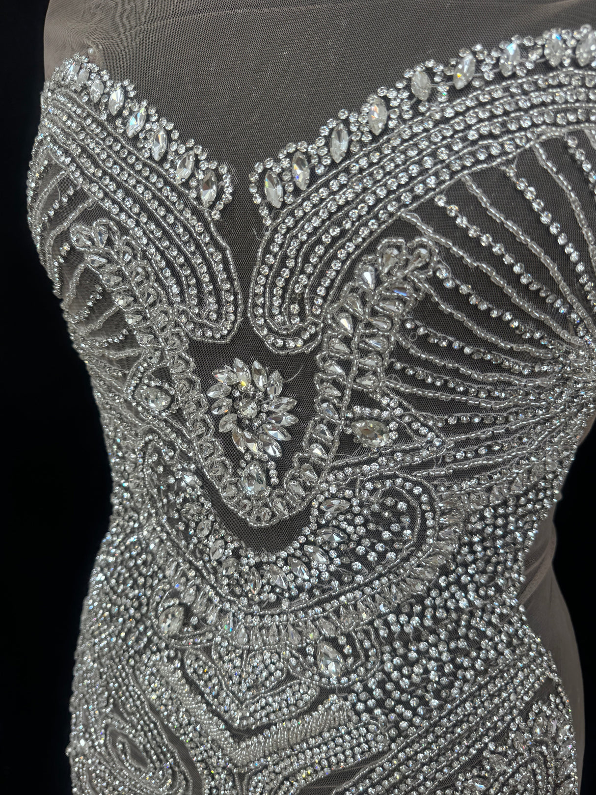 Silver Rhinestone Bodice Appliqué