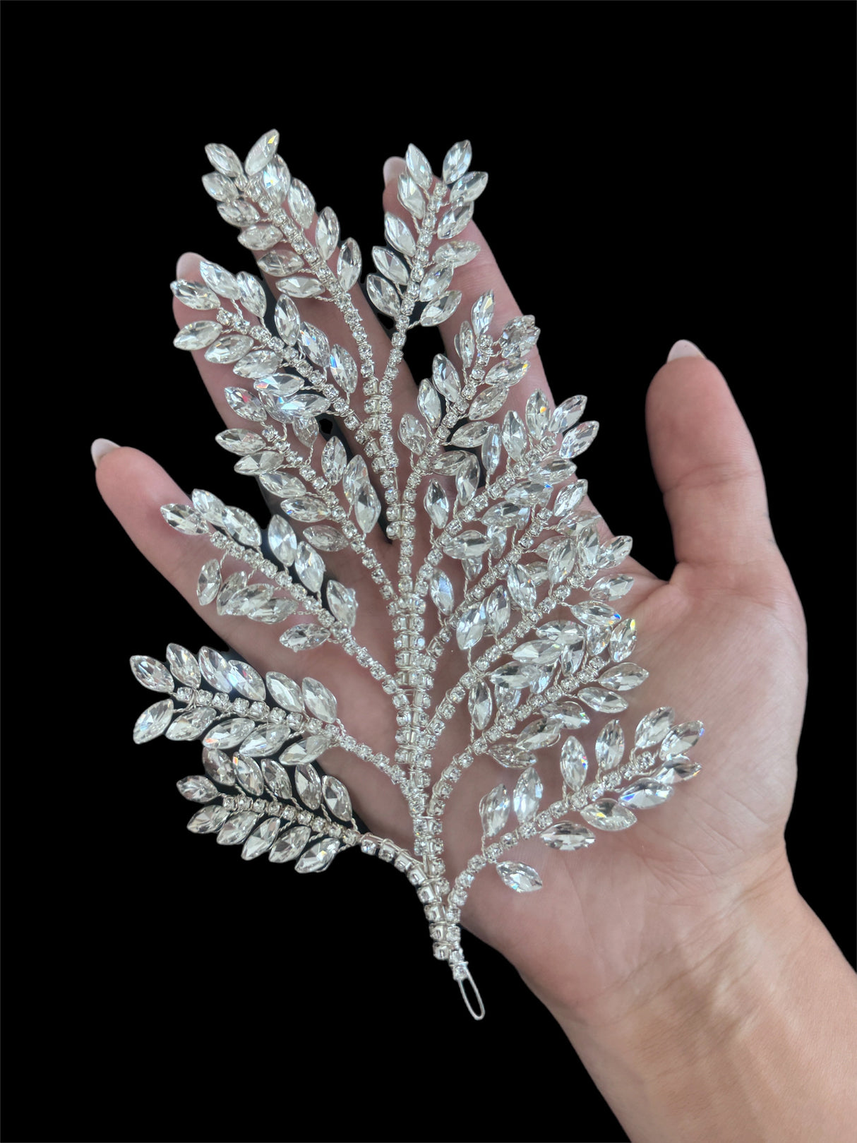 Silver Bridal Leaves Rhinestone Applique