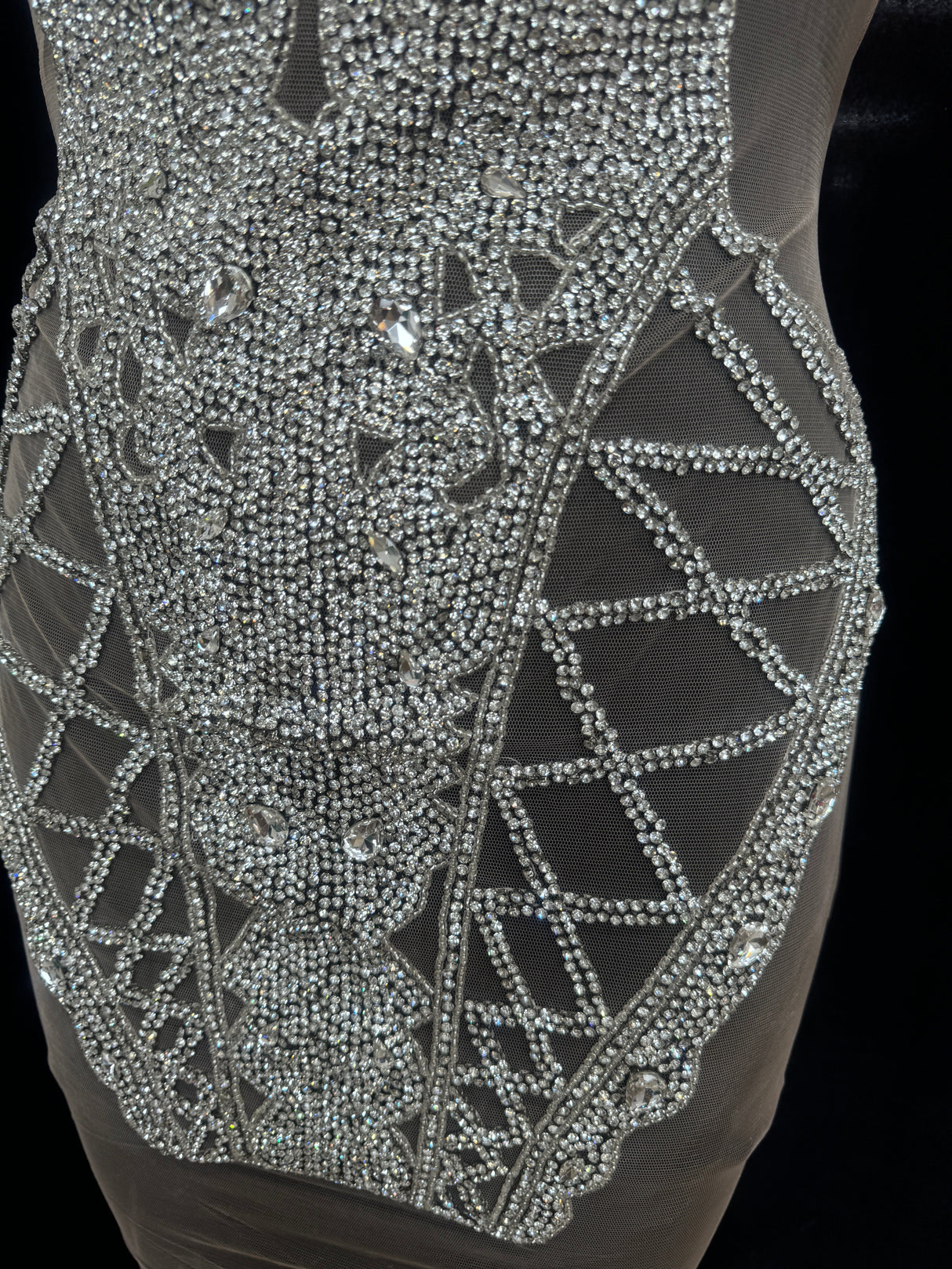 Silver Rhinestone Bodice Appliqué