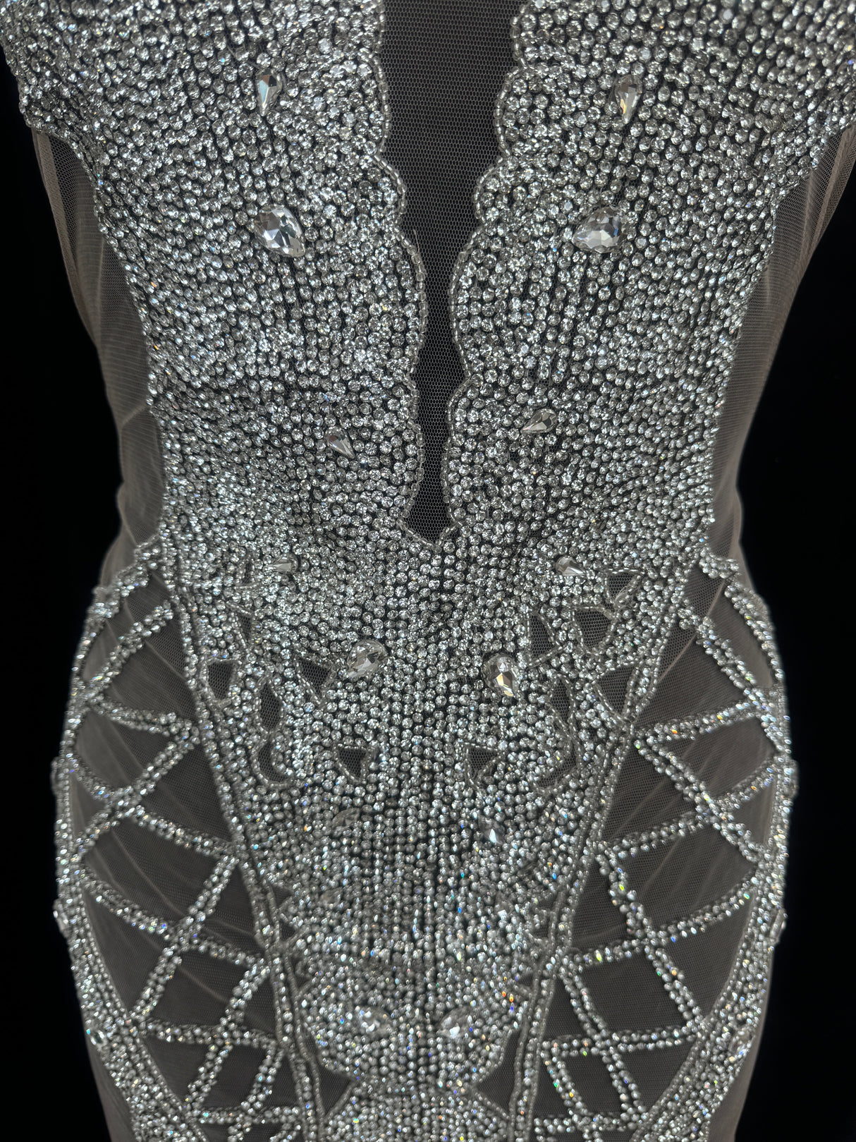 Silver Rhinestone Bodice Appliqué