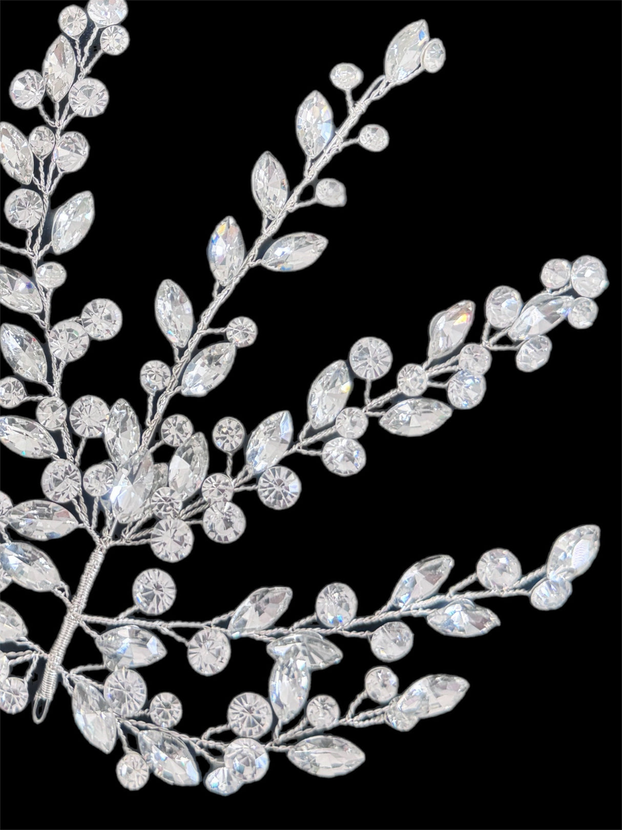 Silver Leaves Bridal Rhinestone Applique