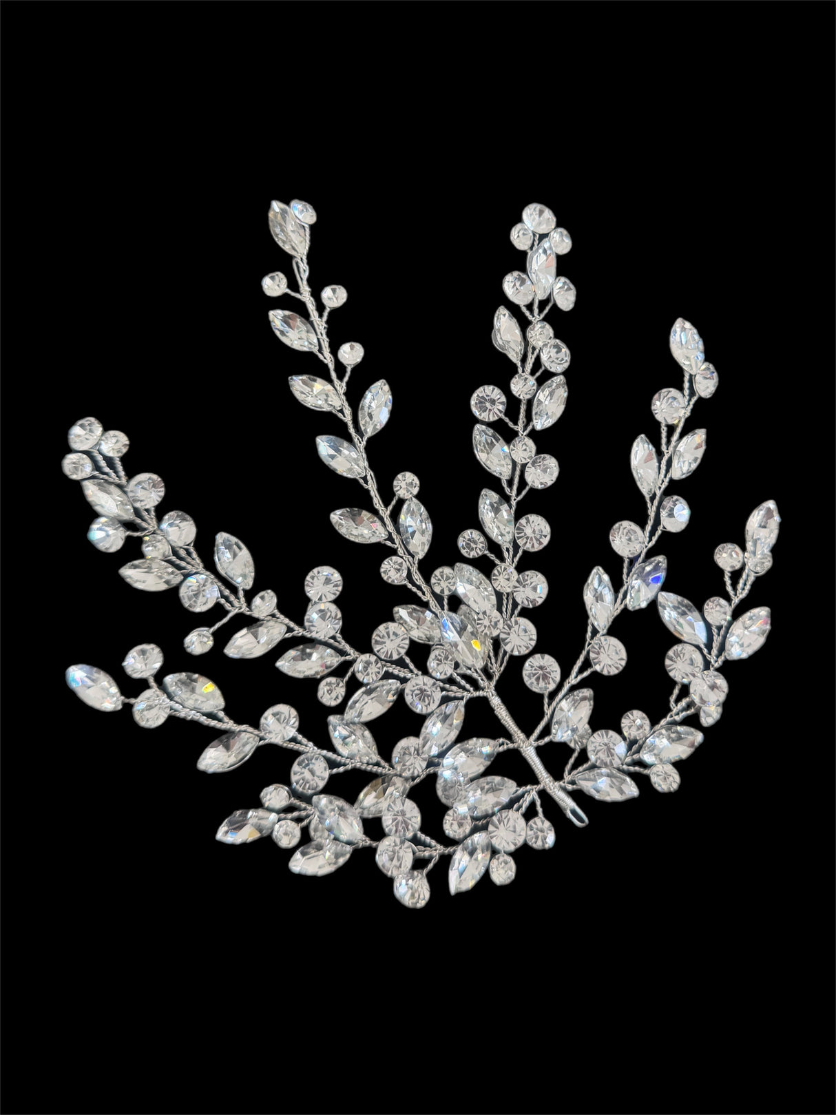 Silver Leaves Bridal Rhinestone Applique