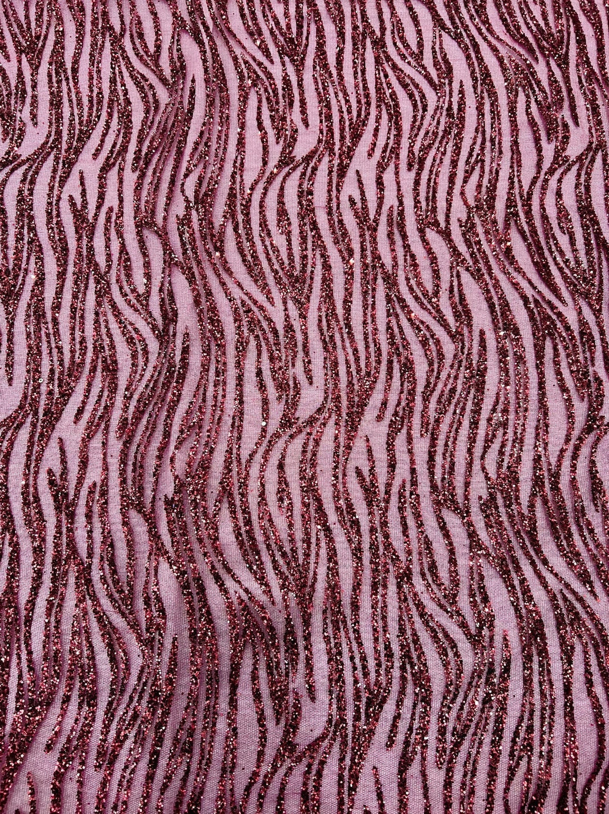 Glitter Lace on Mesh Burgundy