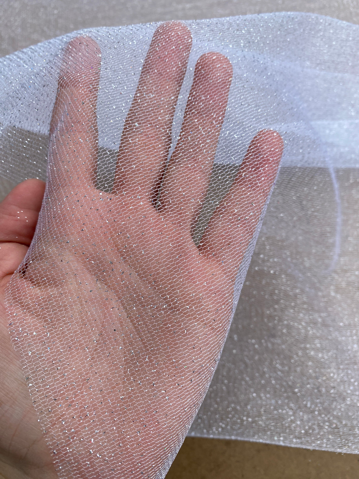 White Glitter Tulle
