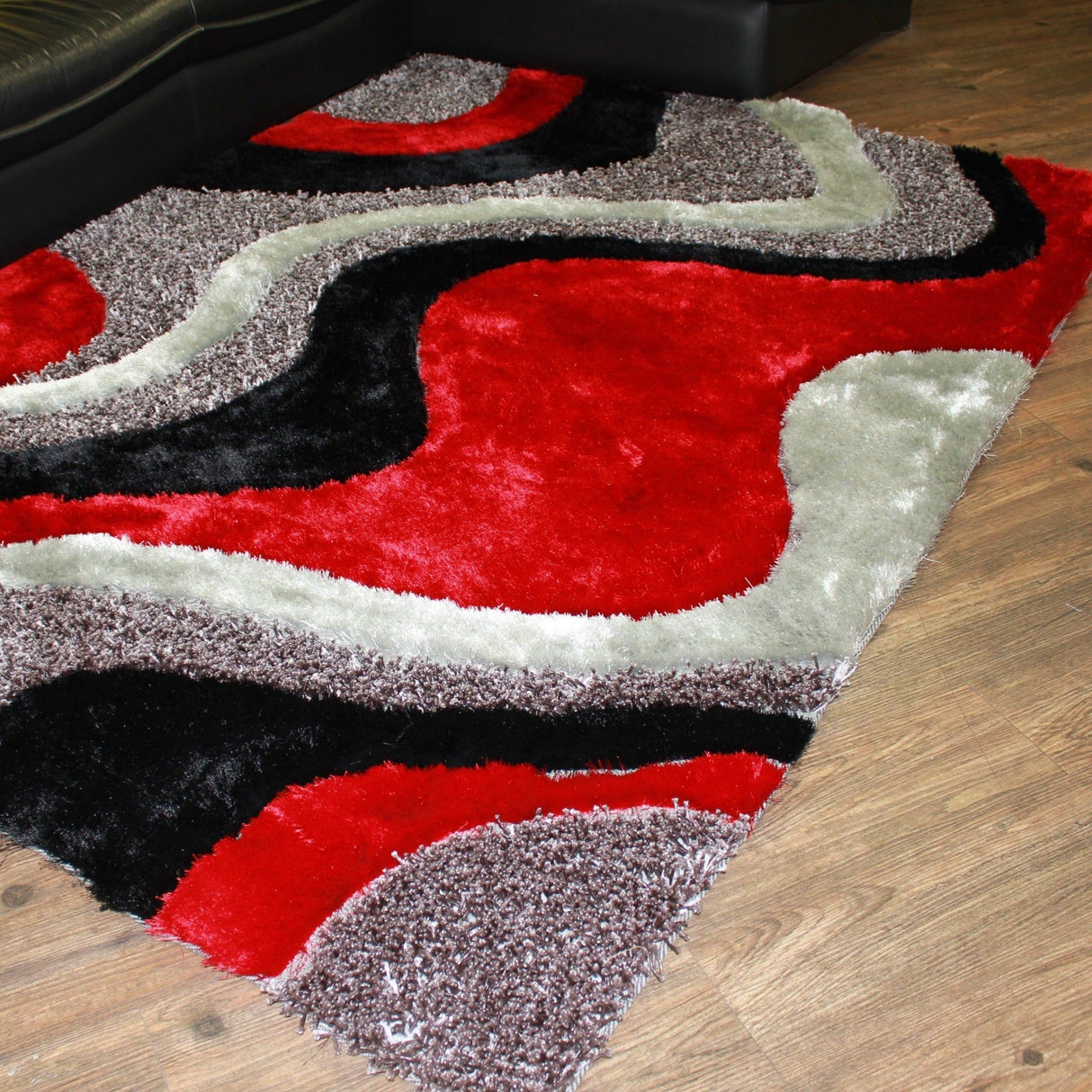 Luxury Shag Viscose Shiny Design Plush Area Rug Carpet - Polyester Shag Rug, Multi Color Pattern, 2" Pile Approx, 7'6" X 10'3" (1 Rug)