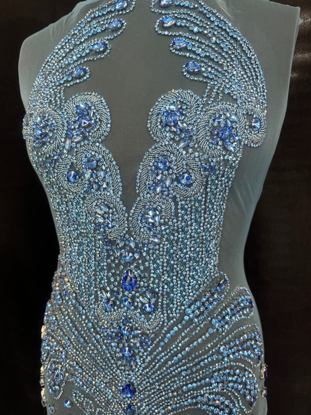Sky Blue Rhinestone Bodice Applique