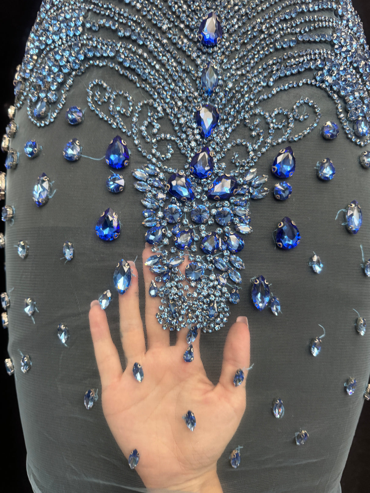 Sky Blue Rhinestone Bodice Applique