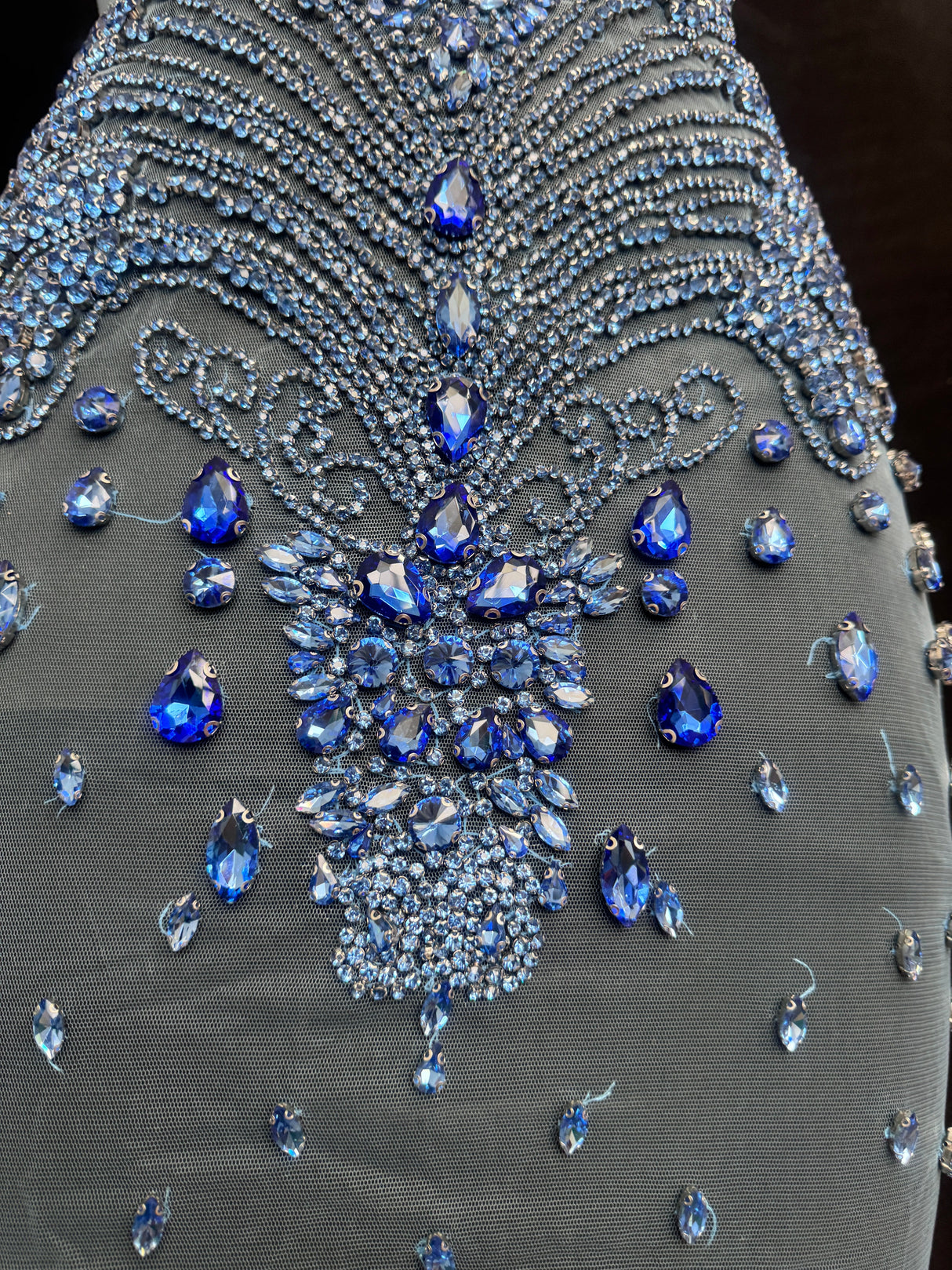 Sky Blue Rhinestone Bodice Applique