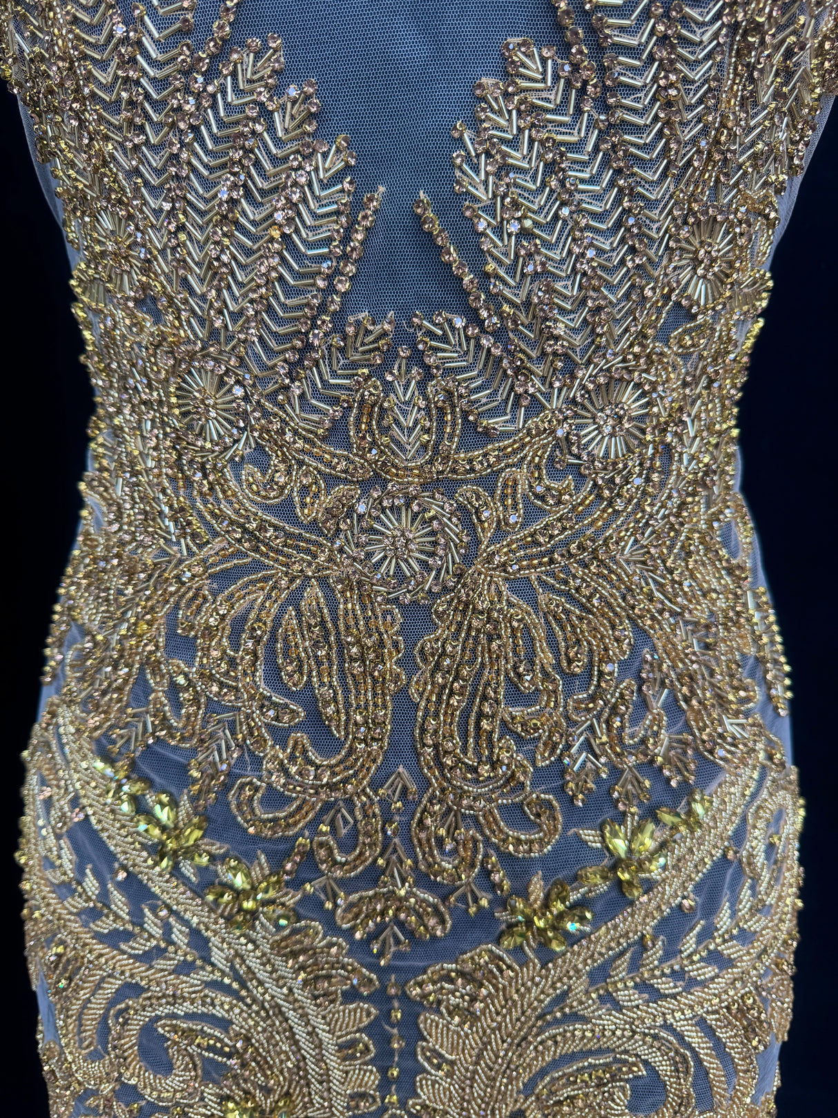 Gold Rhinestone Bodice Applique