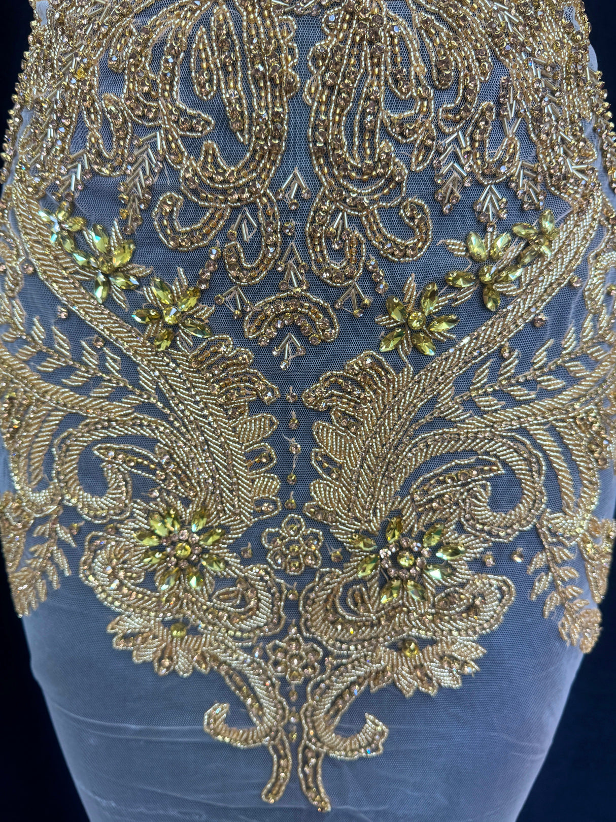 Gold Rhinestone Bodice Applique