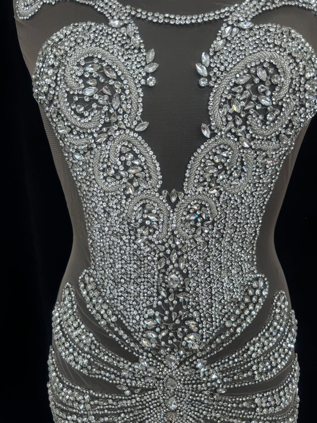 Silver Rhinestone Bodice Applique