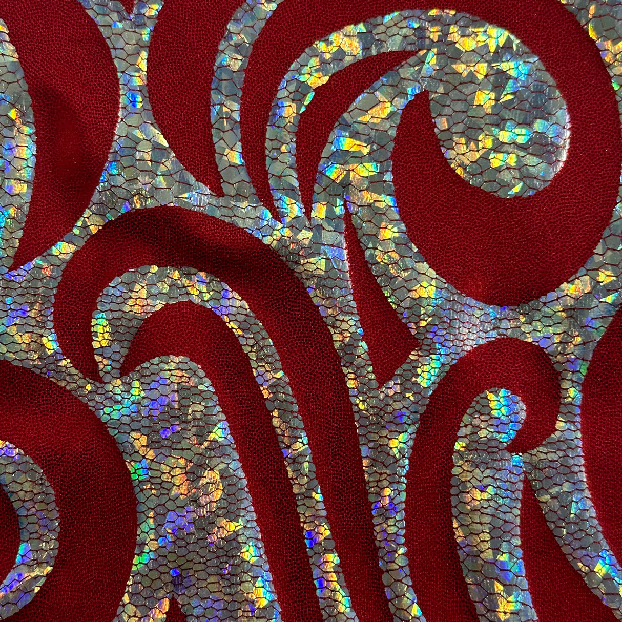Nylon Spandex Paisley Foggy Foil Fabric