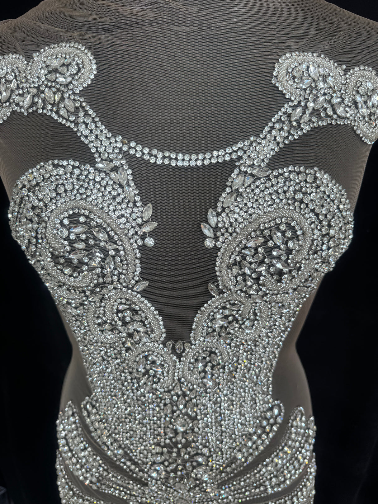 Silver Rhinestone Bodice Applique
