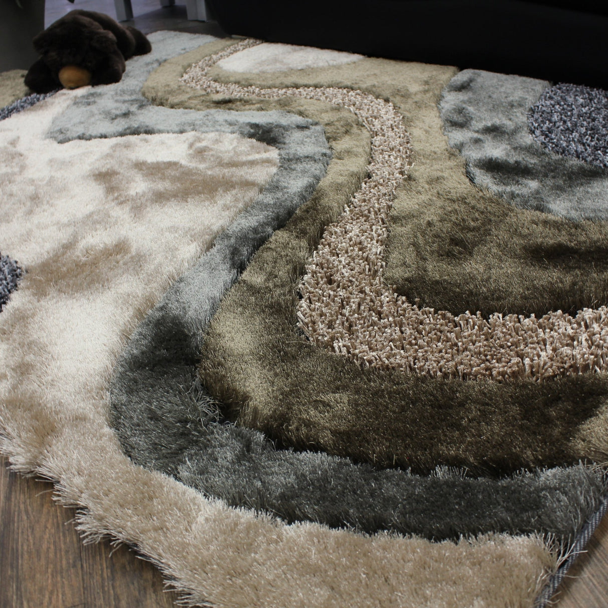 Luxury Shag Viscose Shiny Design Plush Area Rug Carpet - Polyester Shag Rug, Multi Color Pattern, 2" Pile Approx, 7'6" X 10'3" (1 Rug)
