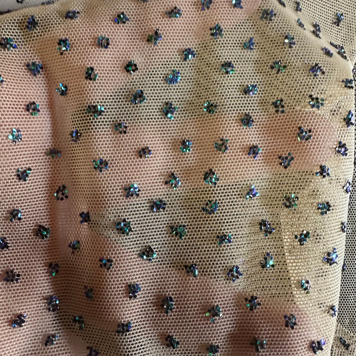 Nylon Spandex Power Mesh Caviar Glitter Fabric