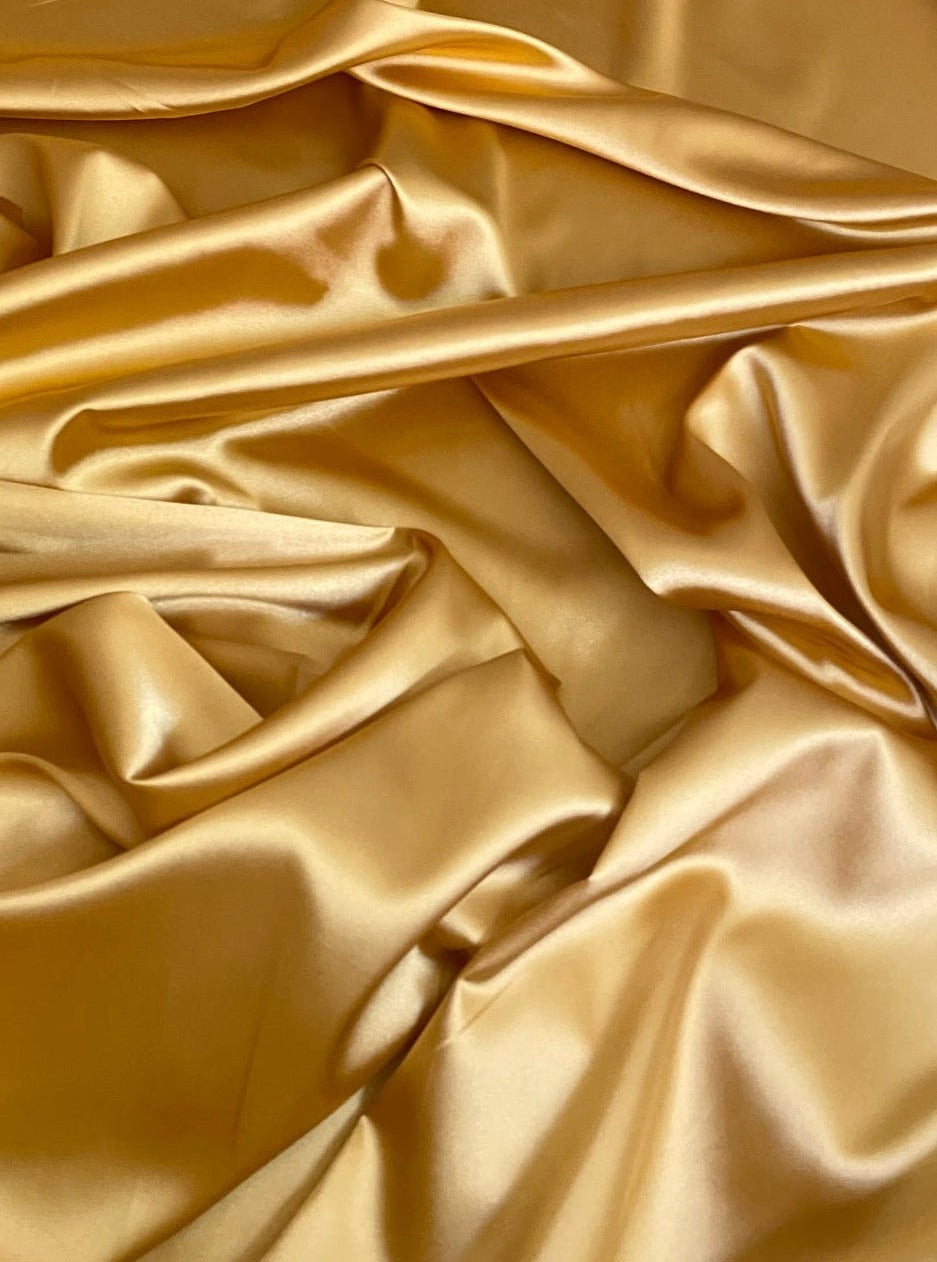 Stretch Silk Satin Deep Gold