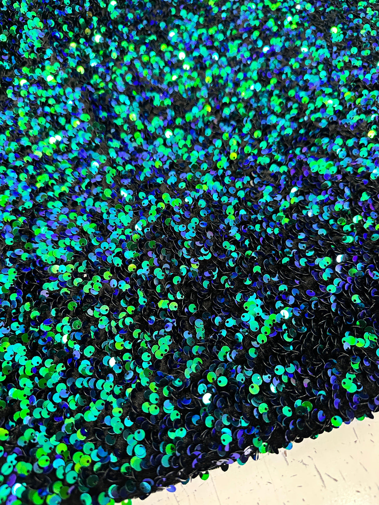 Iridescent Emerald Sequin Velvet