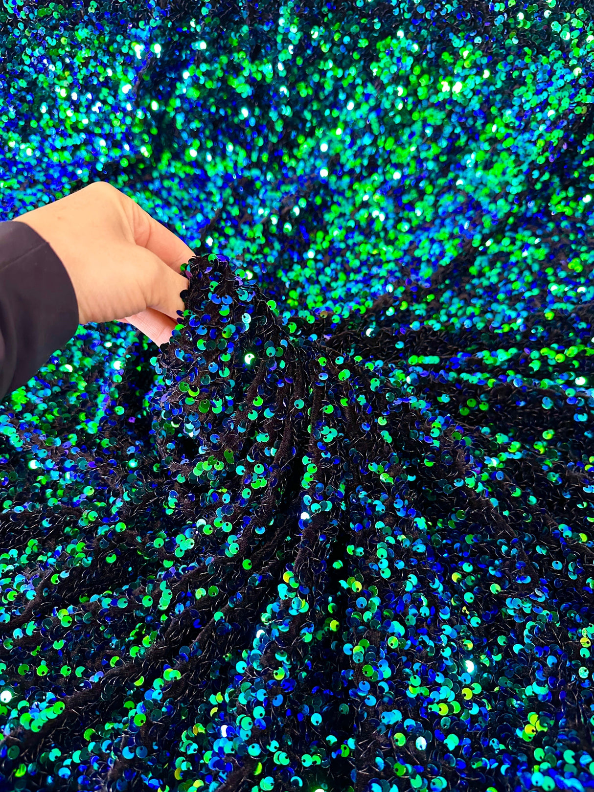 Sequin on Velvet Stretch Fabric