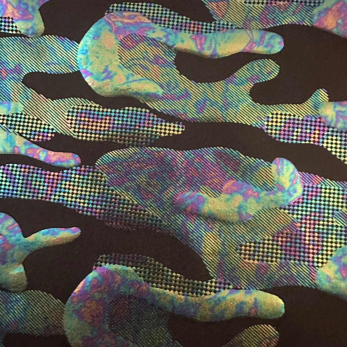Polyester Spandex Fabric 4-Way Stretch Army Illusion Black Green