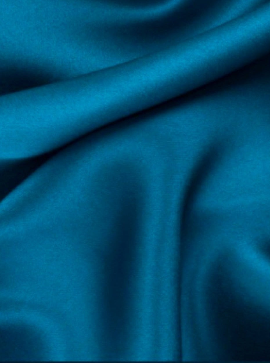 Teal Blue Silky Stretch Satin