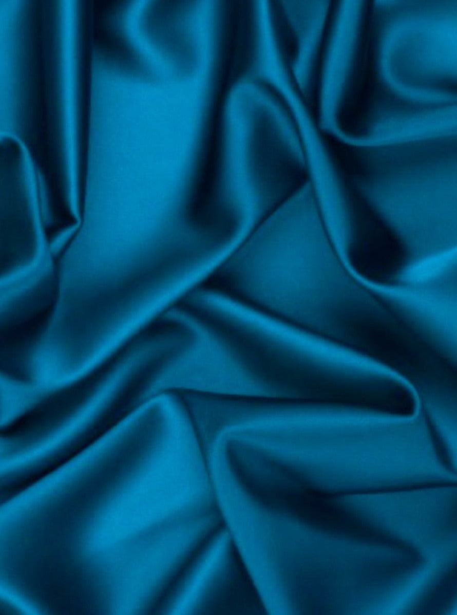 Teal Blue Silky Stretch Satin