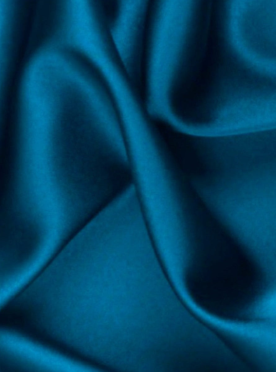 Teal Blue Silky Stretch Satin