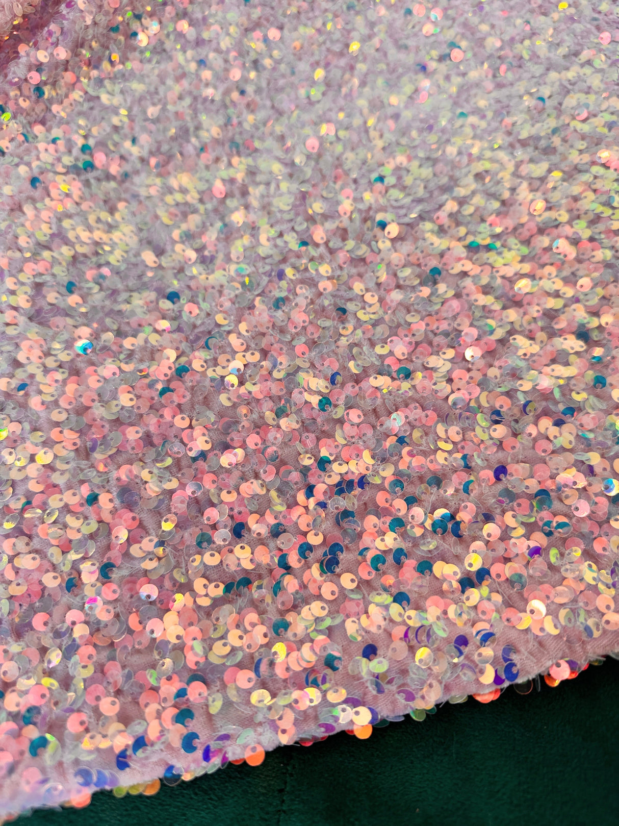 Stretch Sequin on Velvet Baby Pink