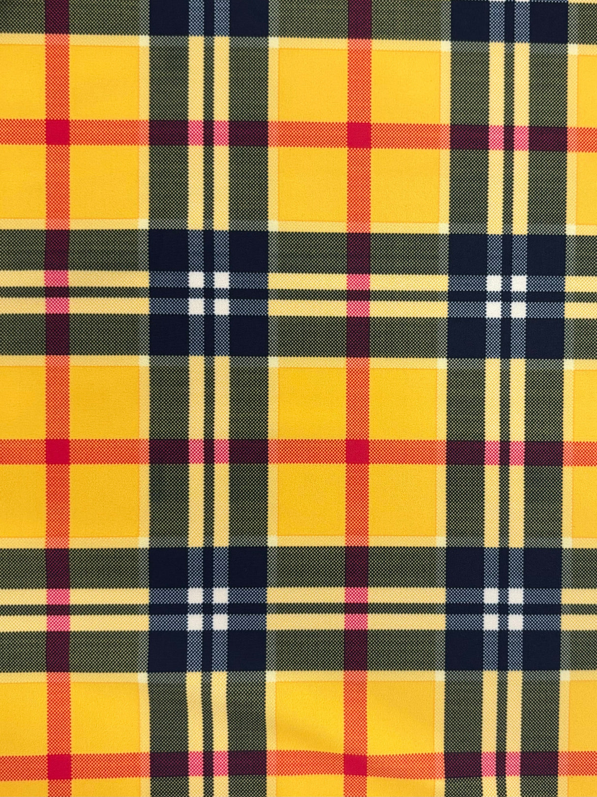 Yellow Tartan Plaid Polyester Spandex Fabric - Yellow Plaid, 58"/60" Width (1 Yard)