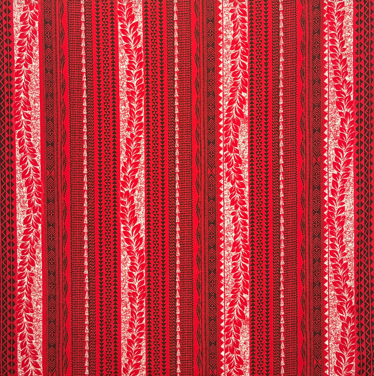 Traditional Tattoo Lei Poly Cotton Fabric - Traditional Polynesian Tattoo Print, 45" Width (1 Yard)