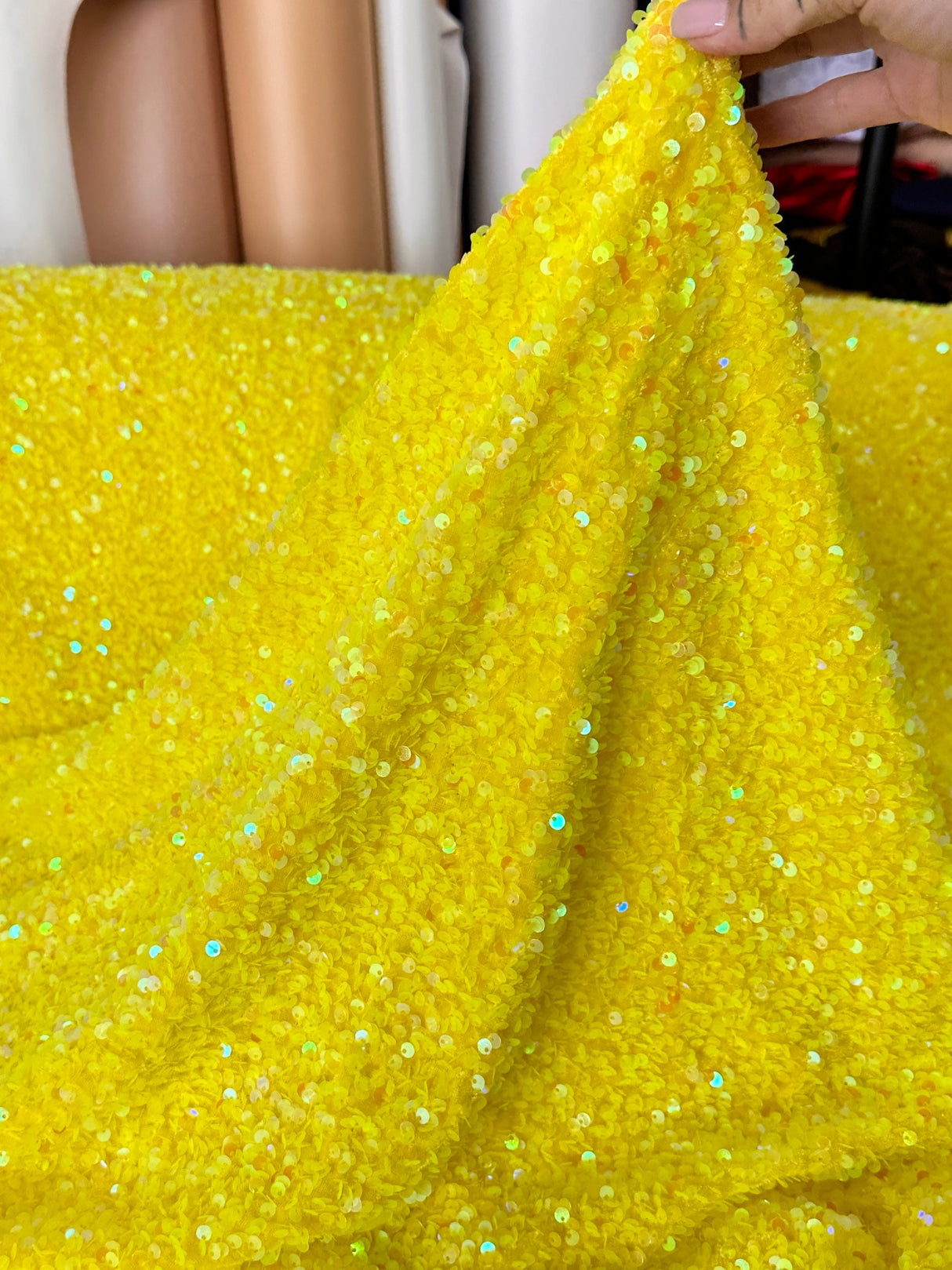 Yellow Sequin Velvet